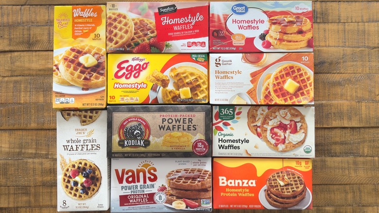 Variety of frozen waffle brands