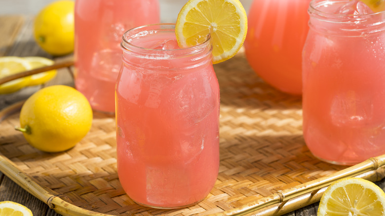 Jars of strawberry lemonade