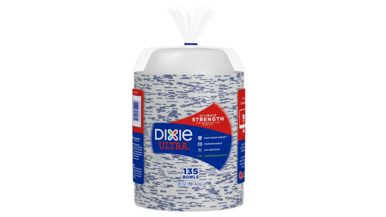a pack of Dixie Ultimate Strength paper bowls against a white background