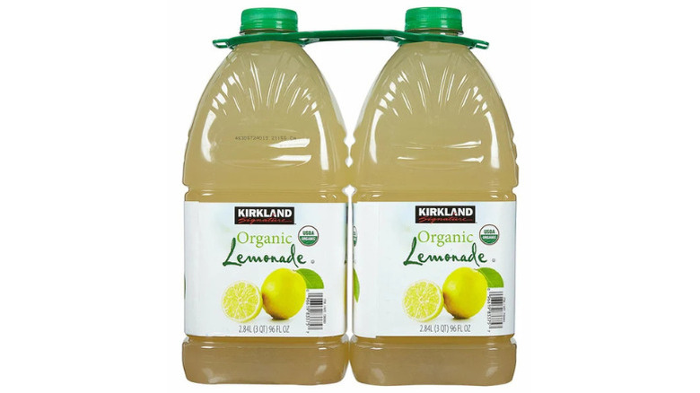 a two-pack of Kirkland Signature lemonade against a white background