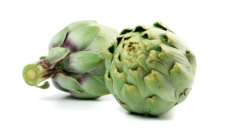artichokes on white background