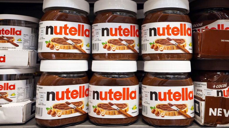Nutella jars on shelf