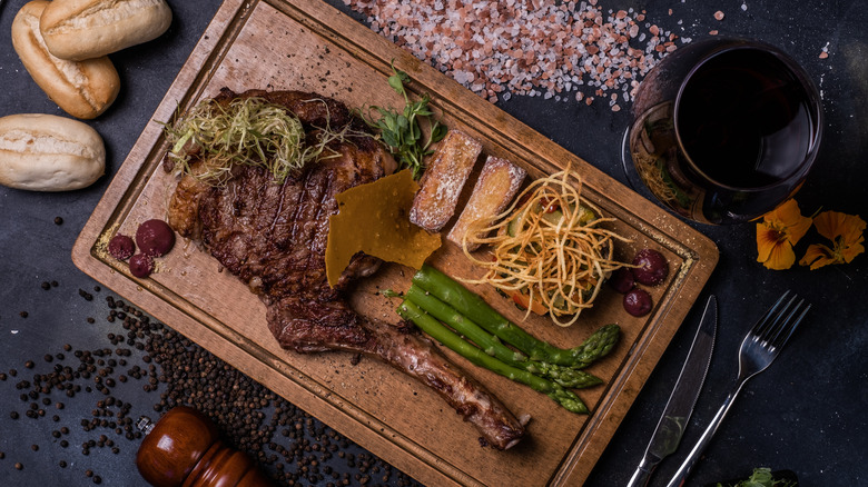 Tomahawk steak on board