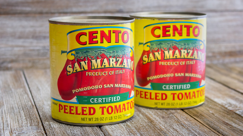 Cans of San Marzano tomatoes