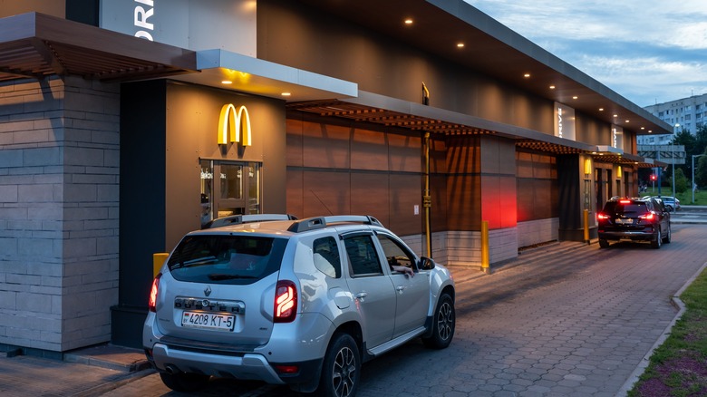 cars at McDonald's drive thru