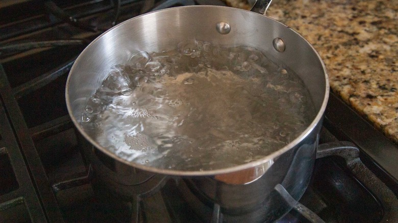 water boiling in saucepan on stove