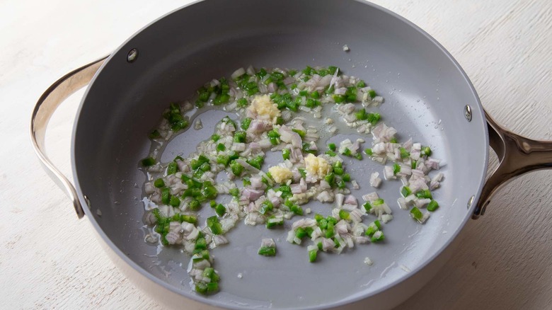 minced vegetables in skillet