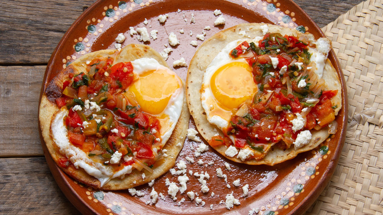 Huevos rancheros on plate