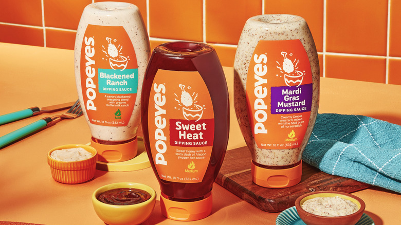 Bottles of Popeyes Dipping Sauces