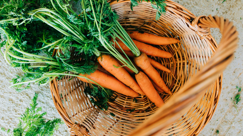 carrots in a wicker basket