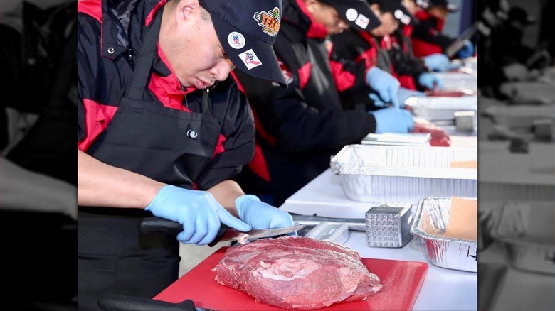 Texas Roadhouse meat cutters at a meat-cutting competition