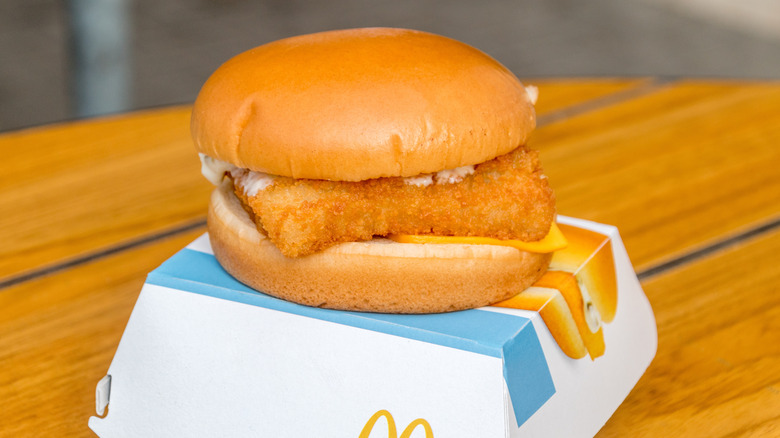 McDonald's Filet-O-Fish on top of container