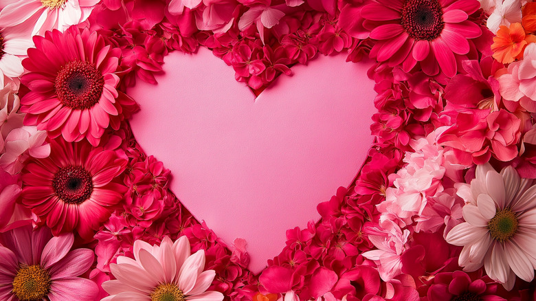 Valentine's Day flowers in heart shape