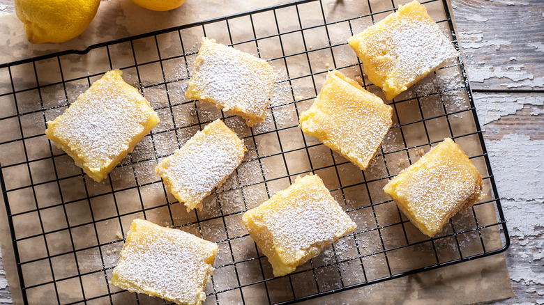 Lemon bars on cooling rack