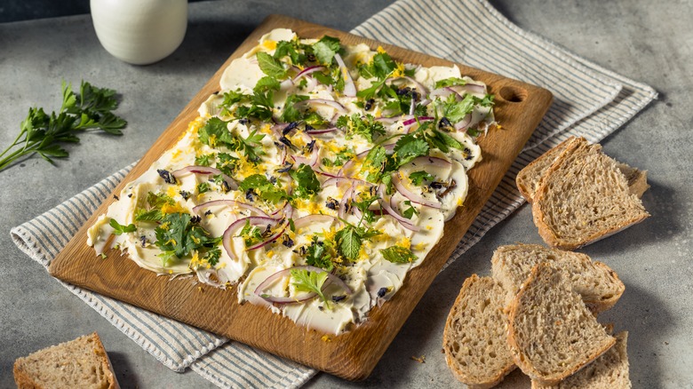 Butter spread on board 