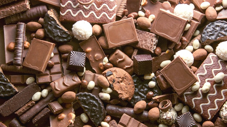 Mixture of chocolate candies and cookies