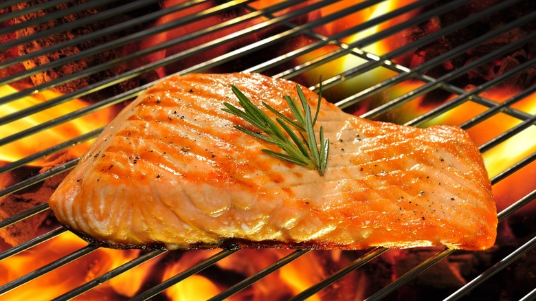 salmon on grill