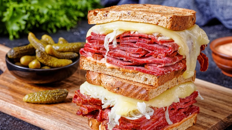 Layered Reuben sandwiches