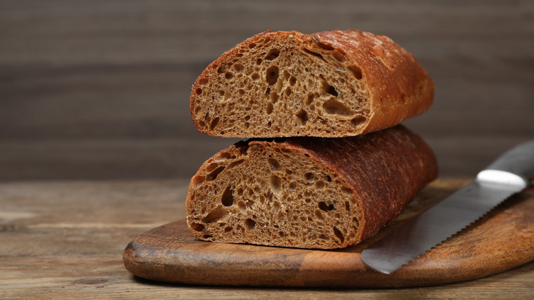 Sliced loaf of rye bread