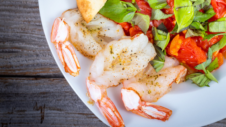 salad dish with butterflied shrimp