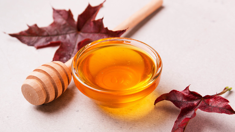 Maple syrup in a small bowl