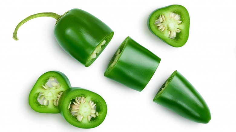 Jalapeno sliced in three parts