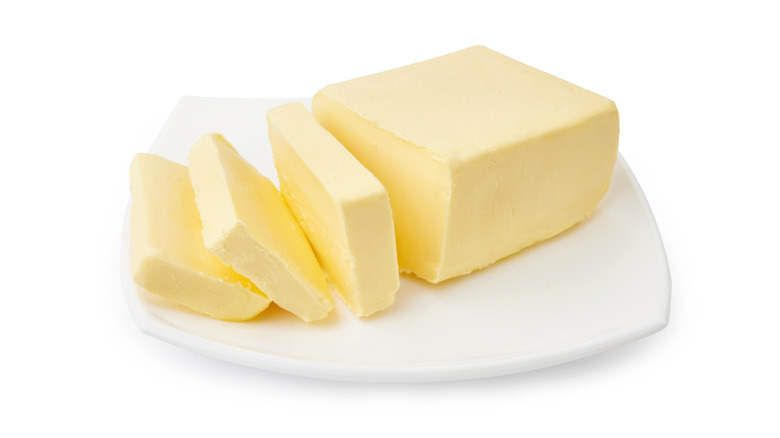 Stick of butter cut up
