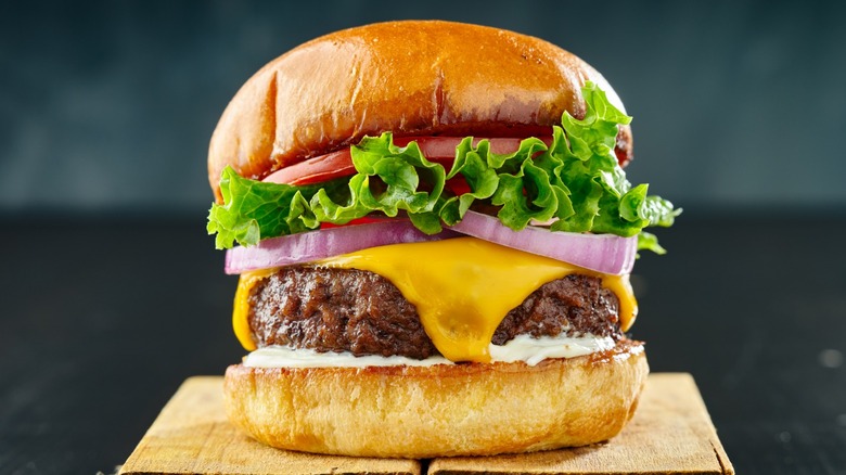 Burger on a toasted bun 
