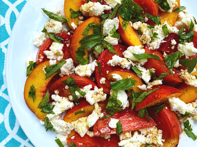 Peach and Tomato Caprese with fresh mozzarella salad recipe