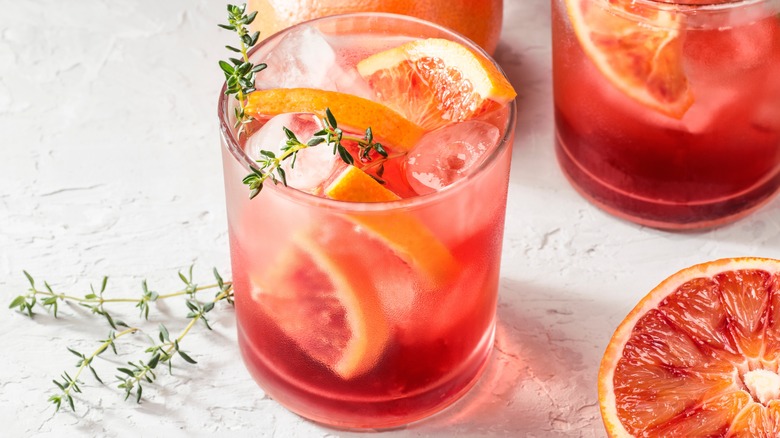 blood orange soda in glasses