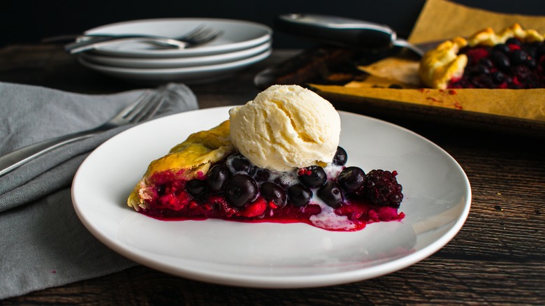 berry galette with ice cream 