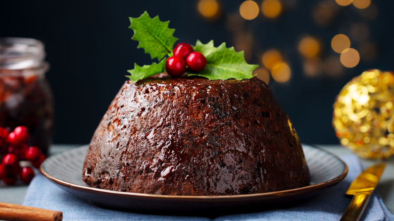 Christmas pudding on a plate