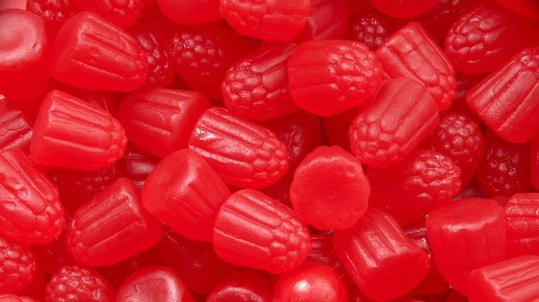 A collection of red gummies