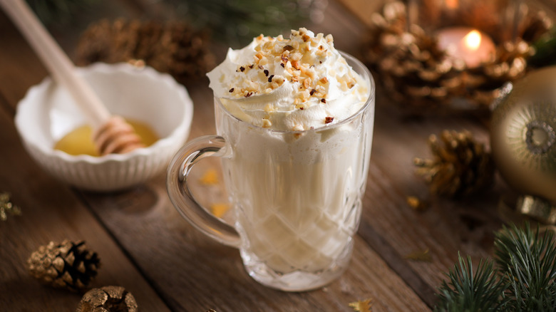 Eggnog with whipped cream