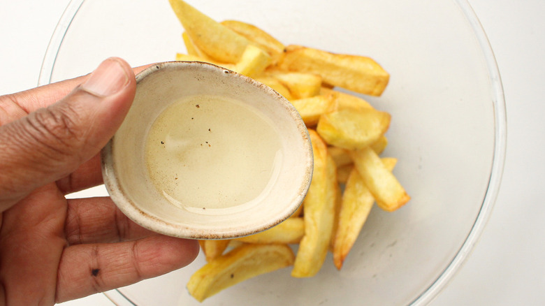 truffled french fries on plate 