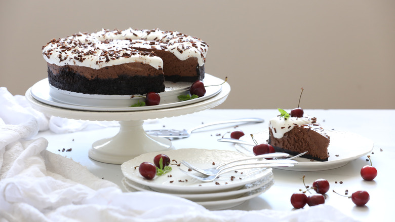 sliced chocolate ice cream cake