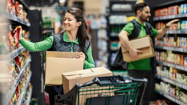 Woman shopping at grocery store