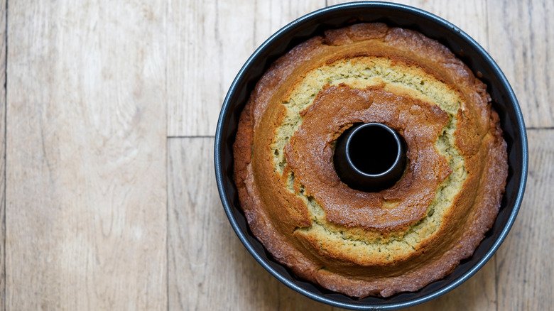 Cake baked in a tube pan