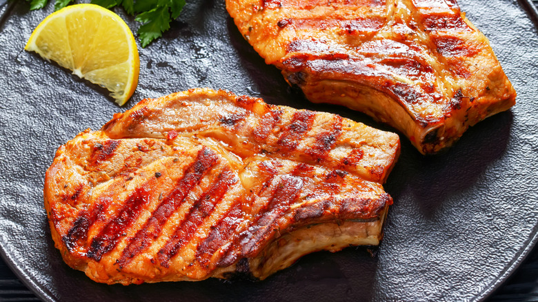 Pork chops on a plate