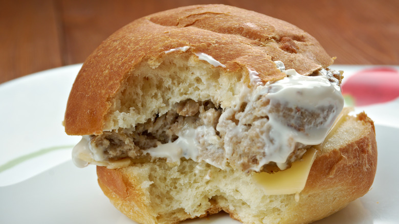 Filet-O-Fish sandwich with bite