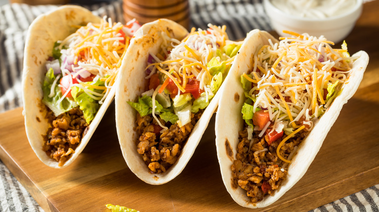Three soft shell tacos