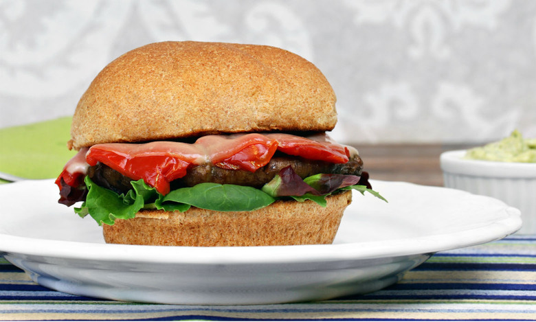 Vegan Portobello and Peach Burger