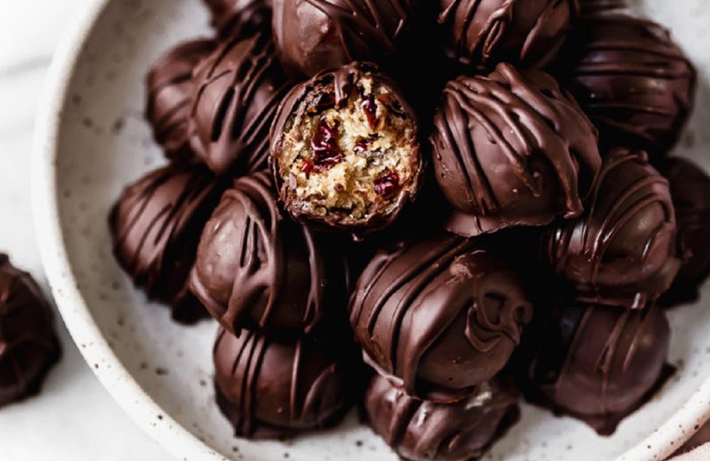 Cherry Chocolate-Covered Cookie Dough Bites 