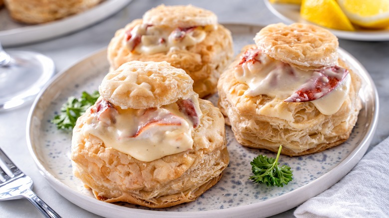 Lobster Newburg served in puff pastry shells