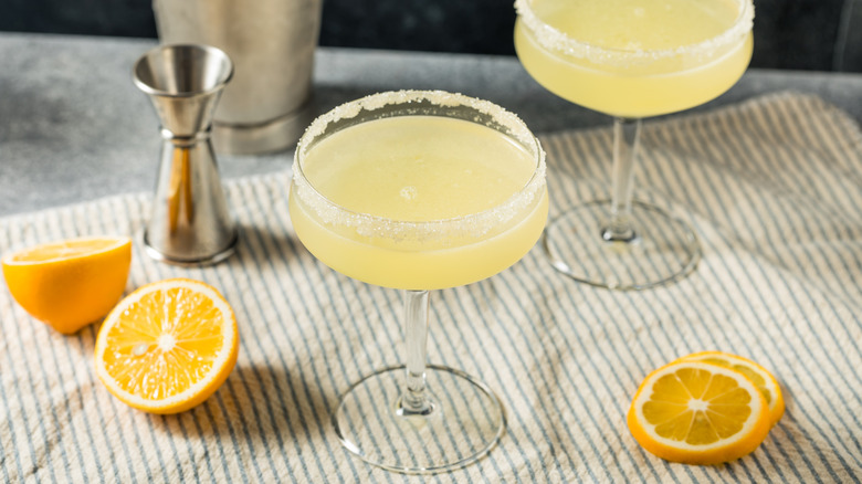 Two lemon drop martinis
