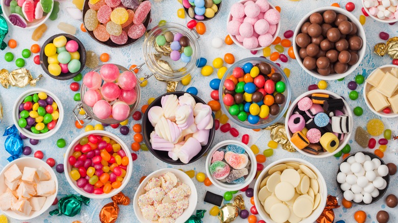 A variety of different types of candy on display