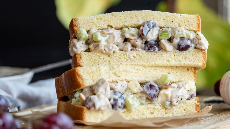 chicken salad in sandwich
