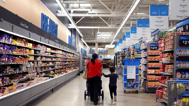 walmart shopper and children