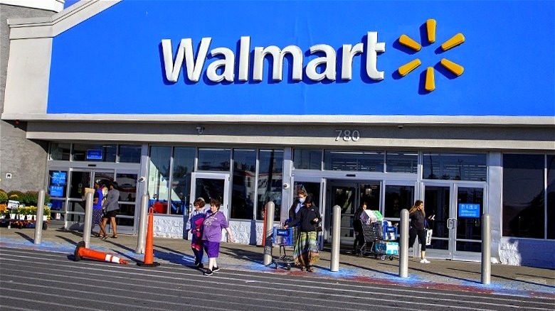 Customers at Walmart entrance 