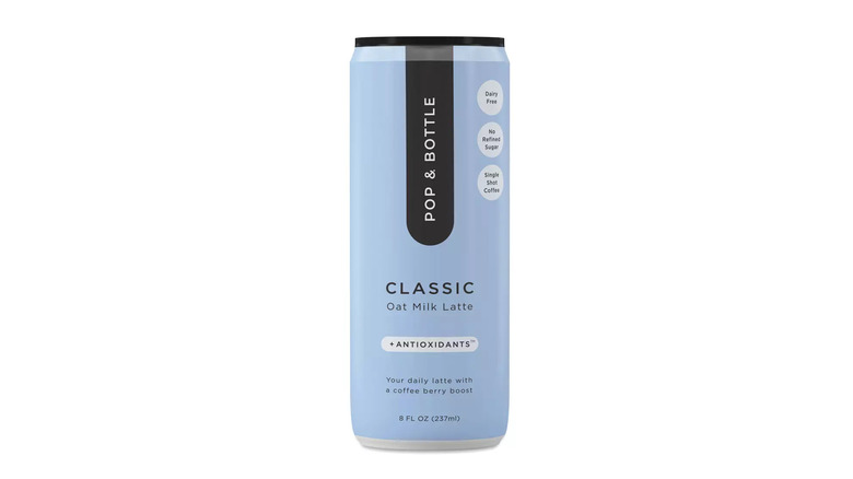 Pop & Bottle Classic Oat Milk Latte blue can white background